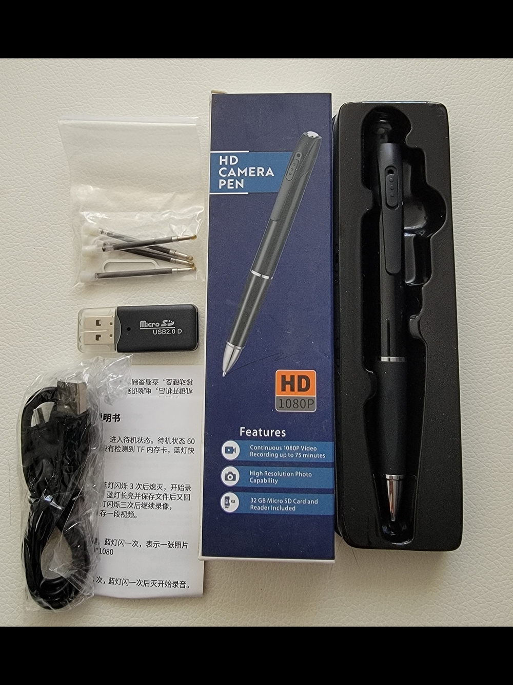 Source Unknown Black HD Camera Pen with Accessories
